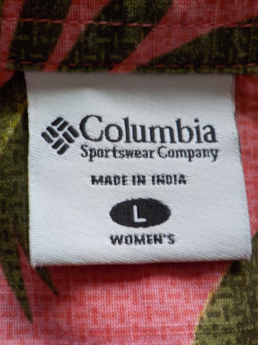 Columbia Blouse - Large - Pink COTTON Tropical Button Up Short Sleeve (2438) - Picture 4 of 5
